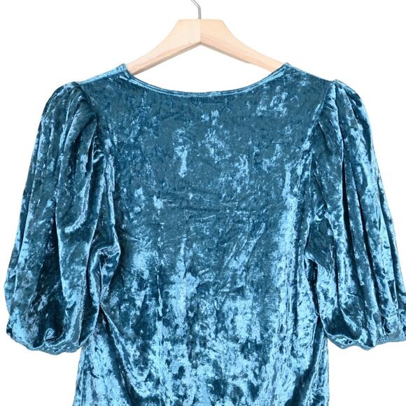 Free People Womens M Don't You Wish Velvet Bodysuit in Deep Teal NEW - Picture 6 of 13